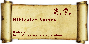 Miklovicz Veszta névjegykártya